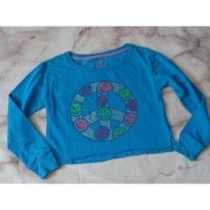 Justice girls size 14 blue Peace sequined sweater